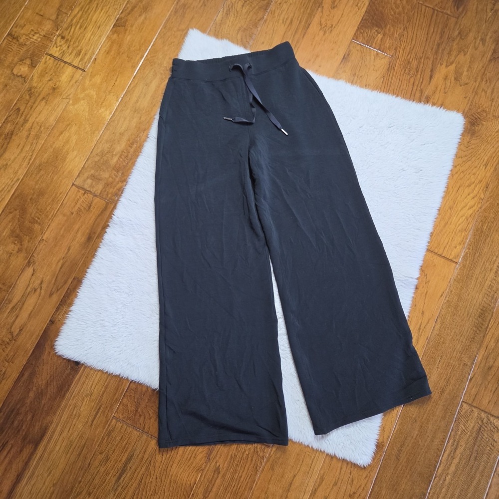 Spanx Air Essentials Wide Leg Pants Women's Medium Black Modal Blend Pockets